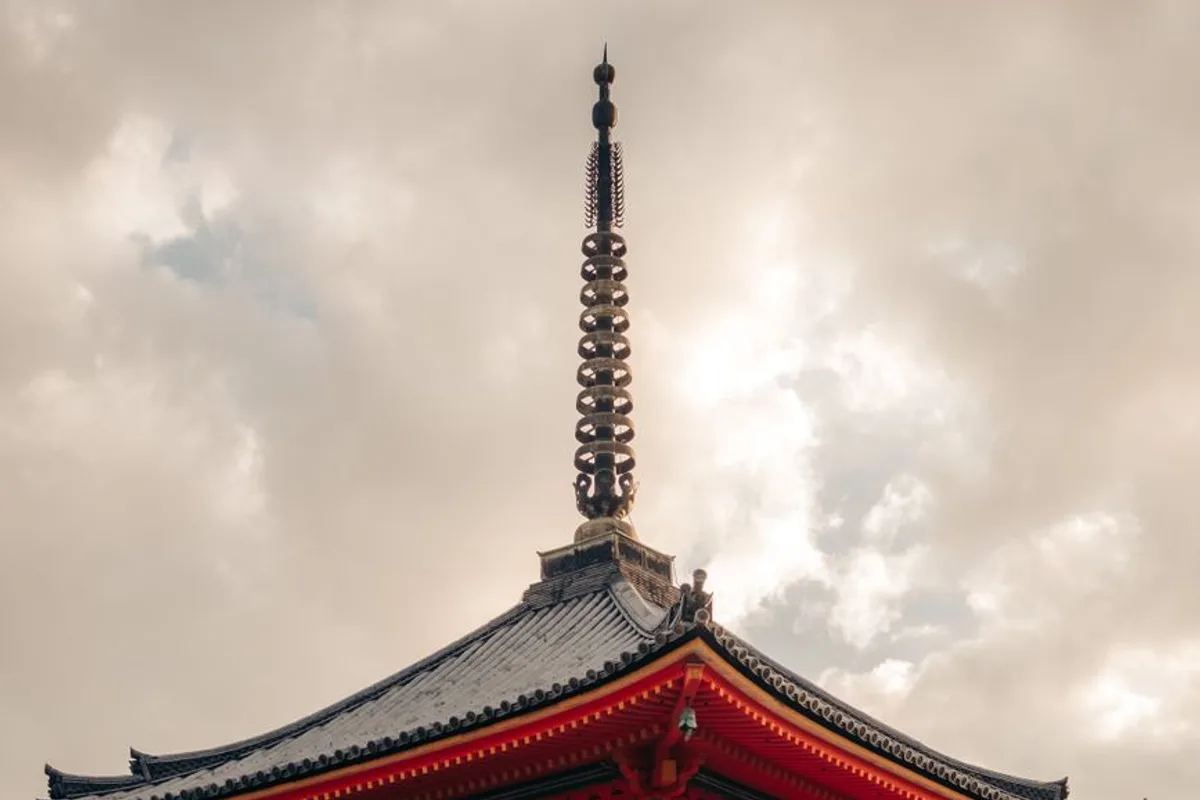 The wooden stage of Kiyomizu-dera temple overlooking Kyoto's hillside
