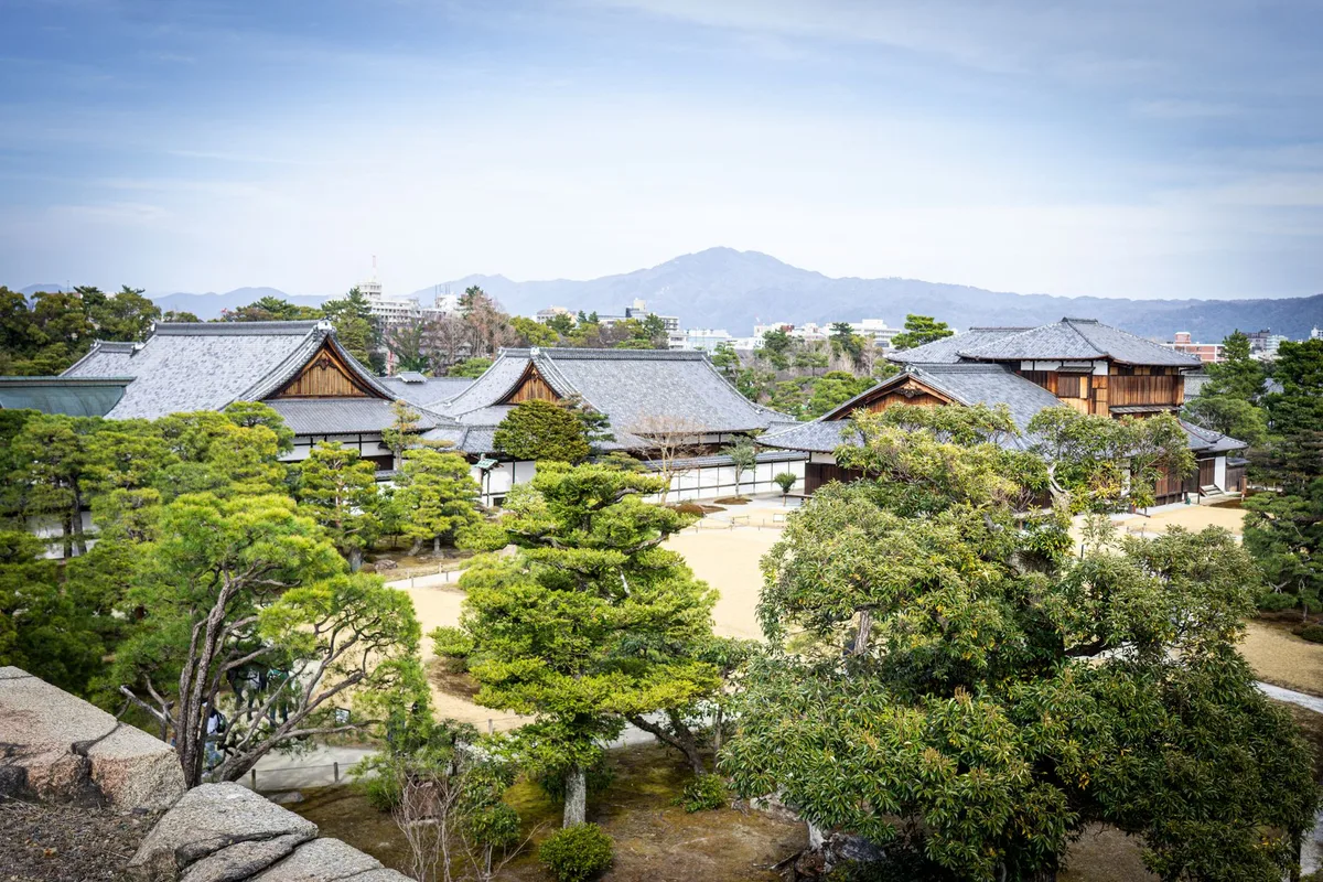 The ornate gate of Nijo Castle in Kyoto
